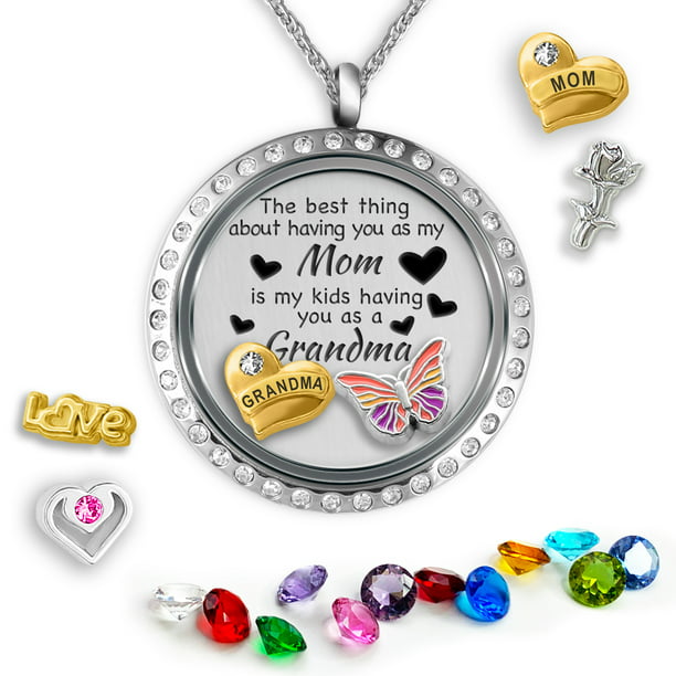 Mom and Kids Jewelry Mama Bear Necklace Necklace for Mom with Birthstones Birthstone Gifts  |N255 Cute Gift for Mom Mother and Children